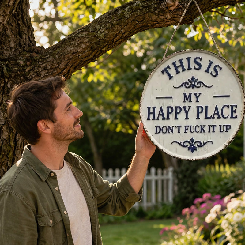 🔥💥 Flash Sale ⚡ – 50% off 🏷️ first 50 orders ⏳! 💥🔥 🌿🚪 “This Is My Happy Place” 🥰 Rustic Door Sign 🪵📝 – Farmhouse Style 🏡✨ for Your Happy Space 💖🌻