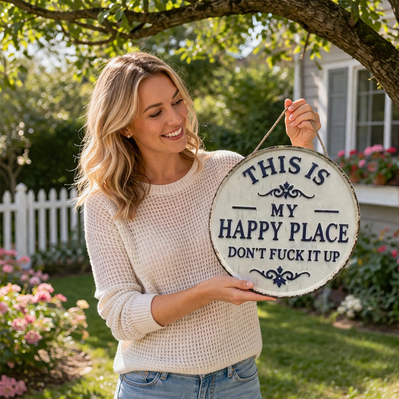 🔥💥 Flash Sale ⚡ – 50% off 🏷️ first 50 orders ⏳! 💥🔥 🌿🚪 “This Is My Happy Place” 🥰 Rustic Door Sign 🪵📝 – Farmhouse Style 🏡✨ for Your Happy Space 💖🌻