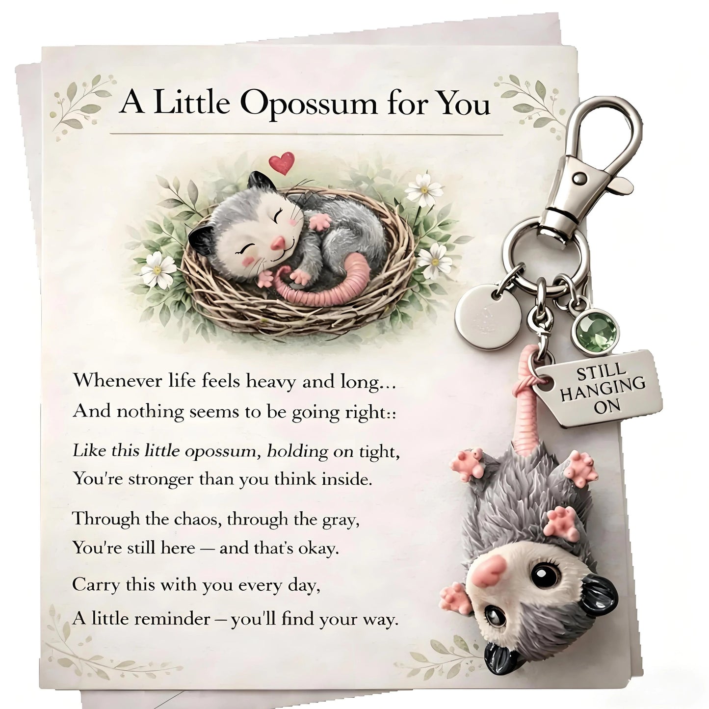 🔥🎉 Flash Drop 🛒 – 50% off 🔥 first 50 orders 🎟️ – go go go! 🚀 💥⚡🎁🐁 A Little Opossum 🐾 for You 💖 – "Still Hanging On" 🧸🔗 Keychain 📿 + Sentiment Card 🃏 | Cute 🍬 Encouragement 💪 Gift 🎁✨