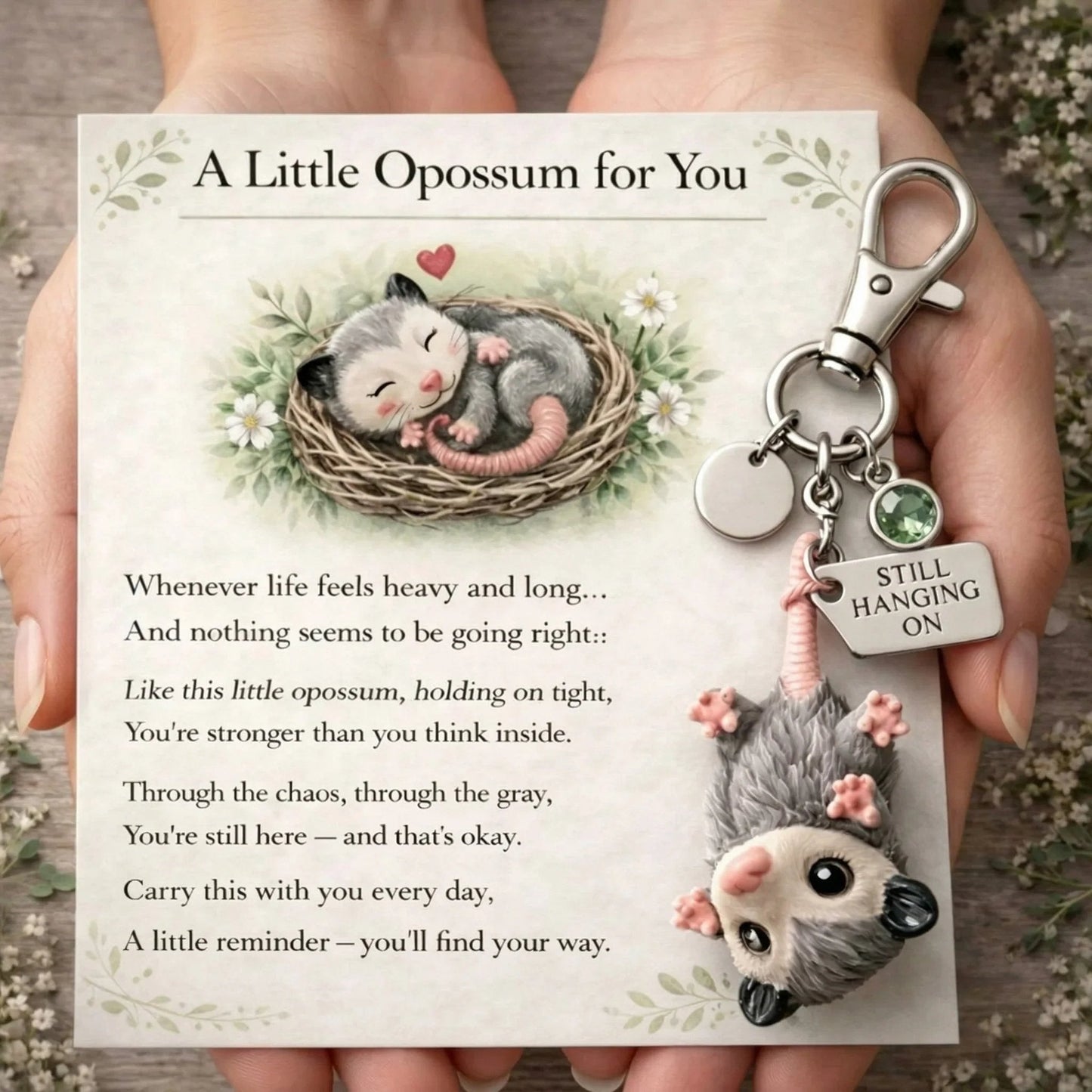 🔥🎉 Flash Drop 🛒 – 50% off 🔥 first 50 orders 🎟️ – go go go! 🚀 💥⚡🎁🐁 A Little Opossum 🐾 for You 💖 – "Still Hanging On" 🧸🔗 Keychain 📿 + Sentiment Card 🃏 | Cute 🍬 Encouragement 💪 Gift 🎁✨